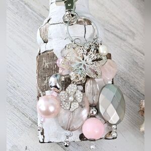 Handmade Vintage Double FlowerPurse Charm / Keychain